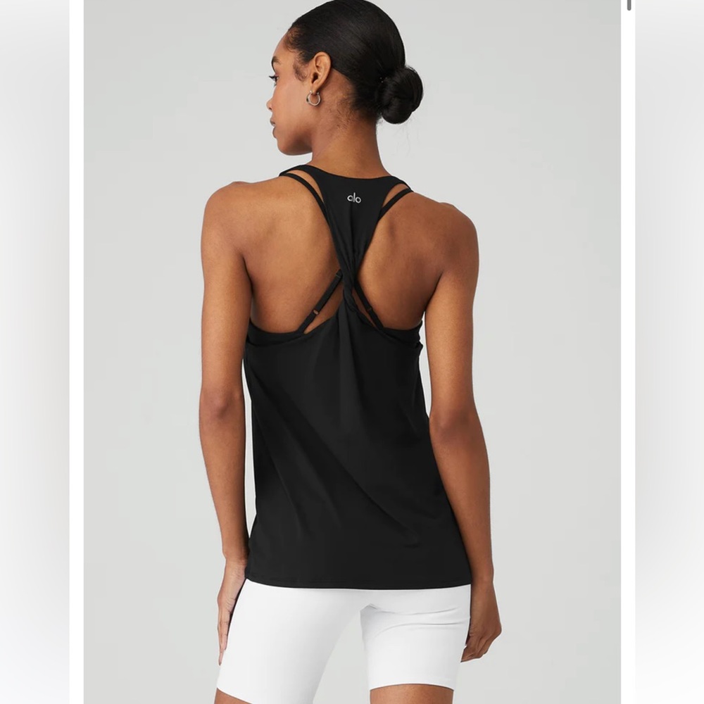 New Alo ALO yoga Don’t Get it Twisted yoga tank black size small